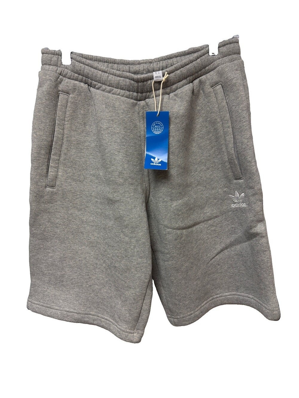 Adidas Essentials Gray Sweat Shorts Cotton Blend Drawstring Logo Men's S G0037